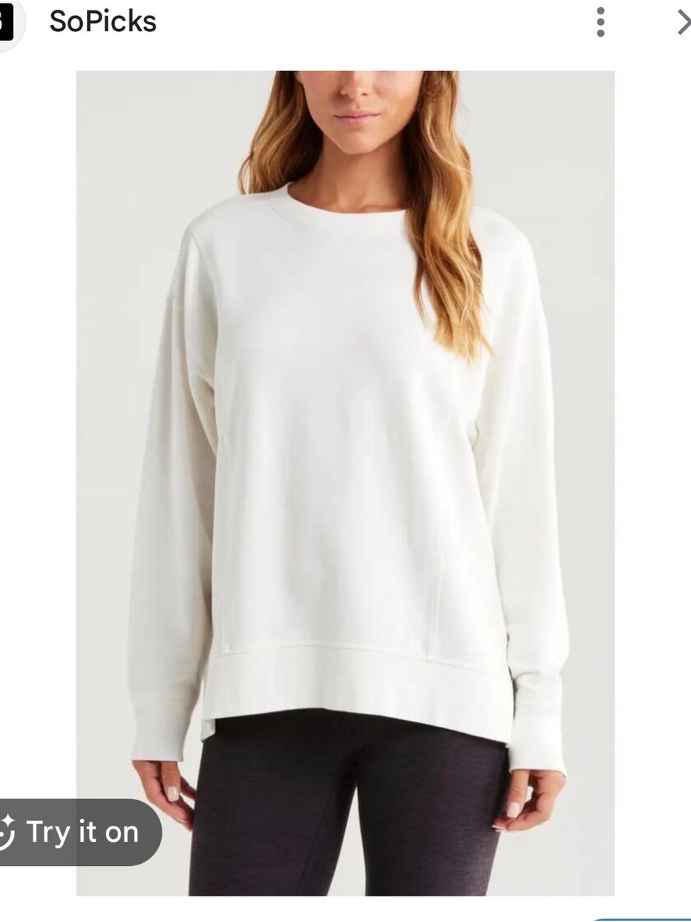 NWT Nordstrom Zella White Crewneck Sweatshirt